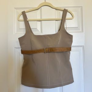 ZARA BELTED TOPSTITCHED TOP BRAND NEW